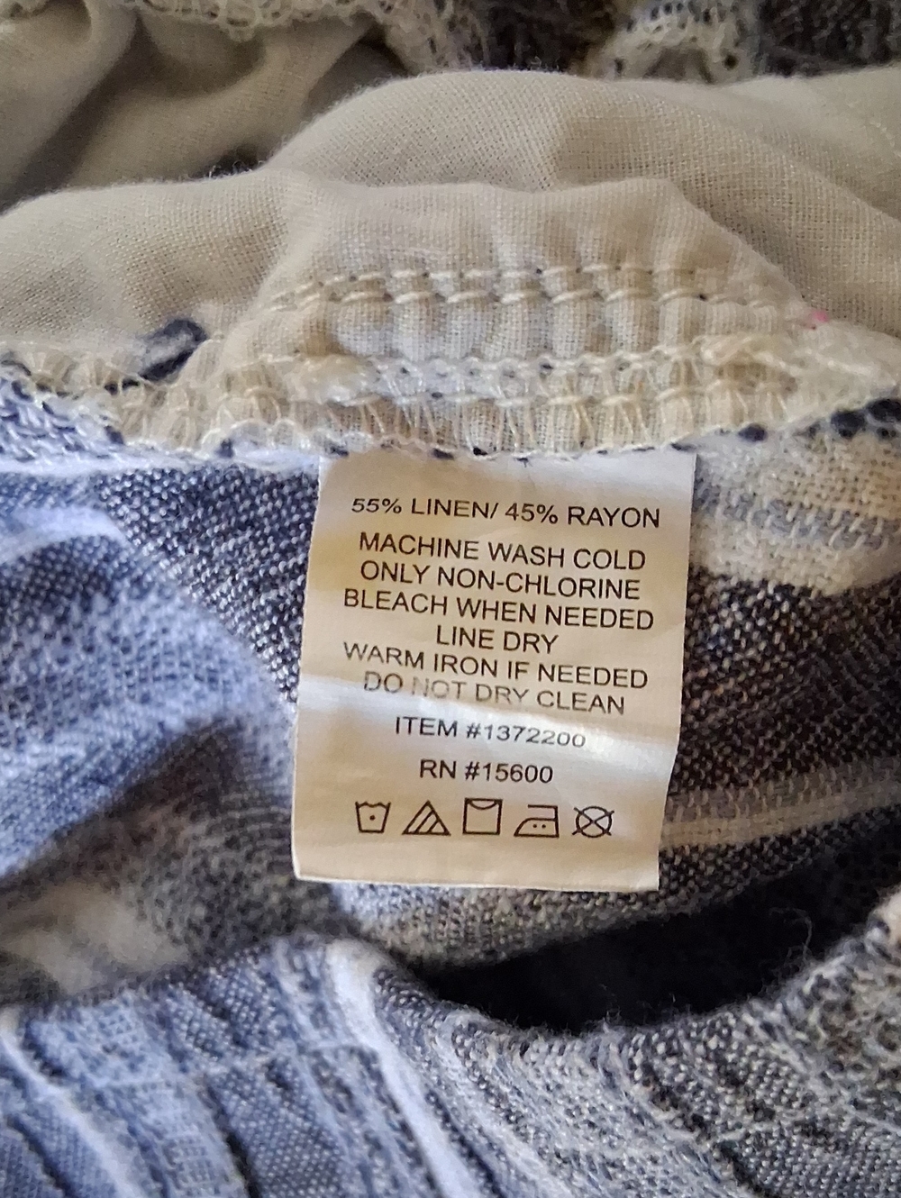 Briggs Women's Linen Blend Wide Leg Pull On Pants, Blue & White Stripe, Size XL - Picture 5 of 5